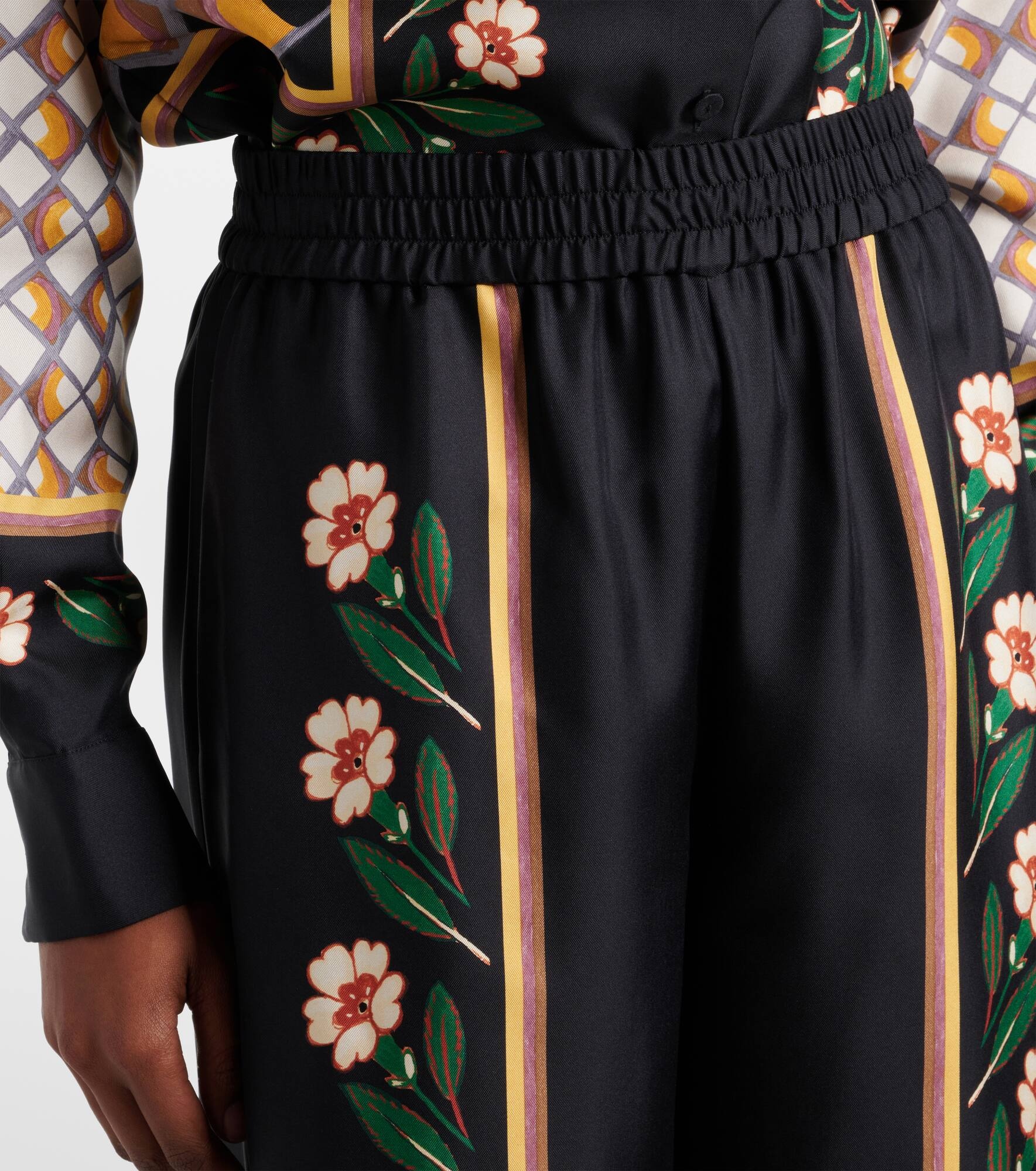 Printed silk twill palazzo pants - 4