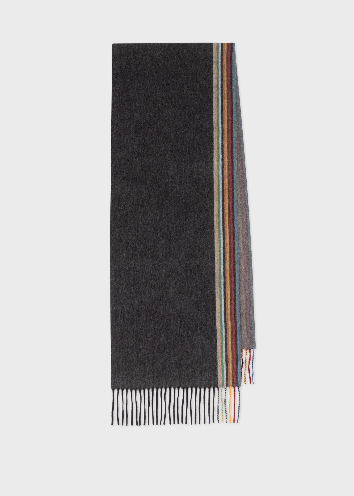 Black Cashmere 'Signature Stripe' Edge Scarf - 1