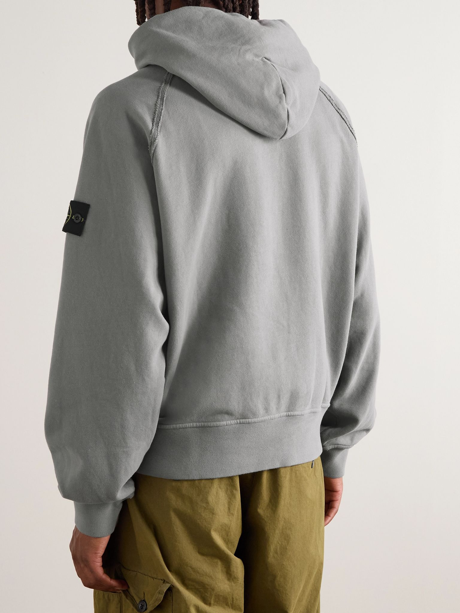 Logo-Appliquéd Cotton-Jersey Hoodie Gray - 3