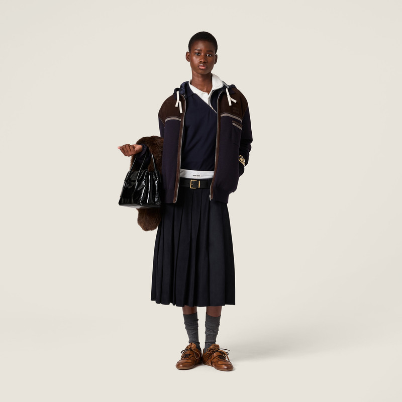 Miu Miu Cotton piqué zippered polo shirt outlook