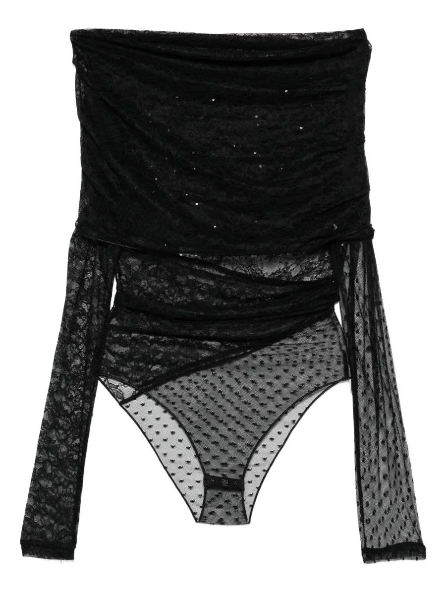Pinko 'Black' Lace Bodysuit - 1