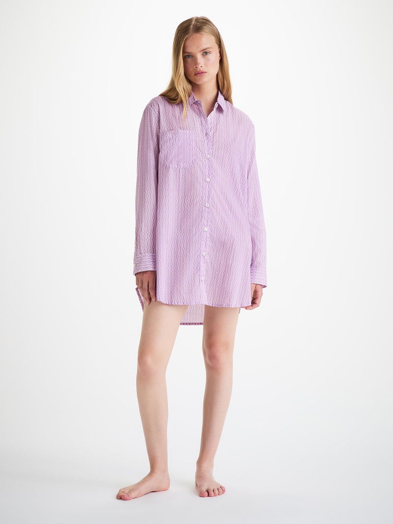 Women's Nightshirt Cotton Batiste Lilac Rope Print - 3