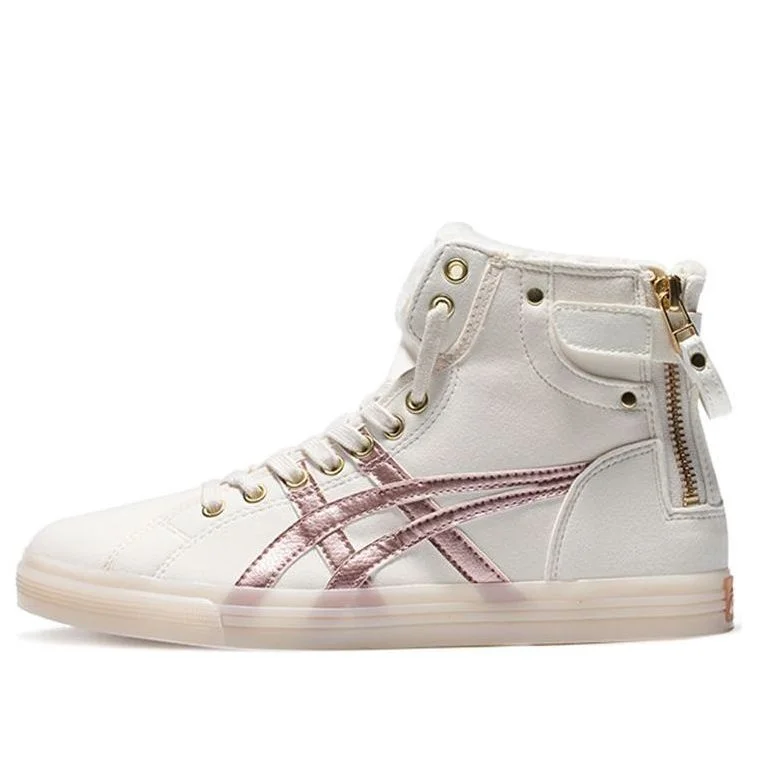 (WMNS) ASICS Double Clutch Fleece Retro High Board Shoe Milk White/Gold 1202A078-100 - 1