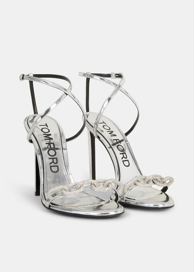 TOM FORD Silver Chain Ankle Wrap Sandals outlook