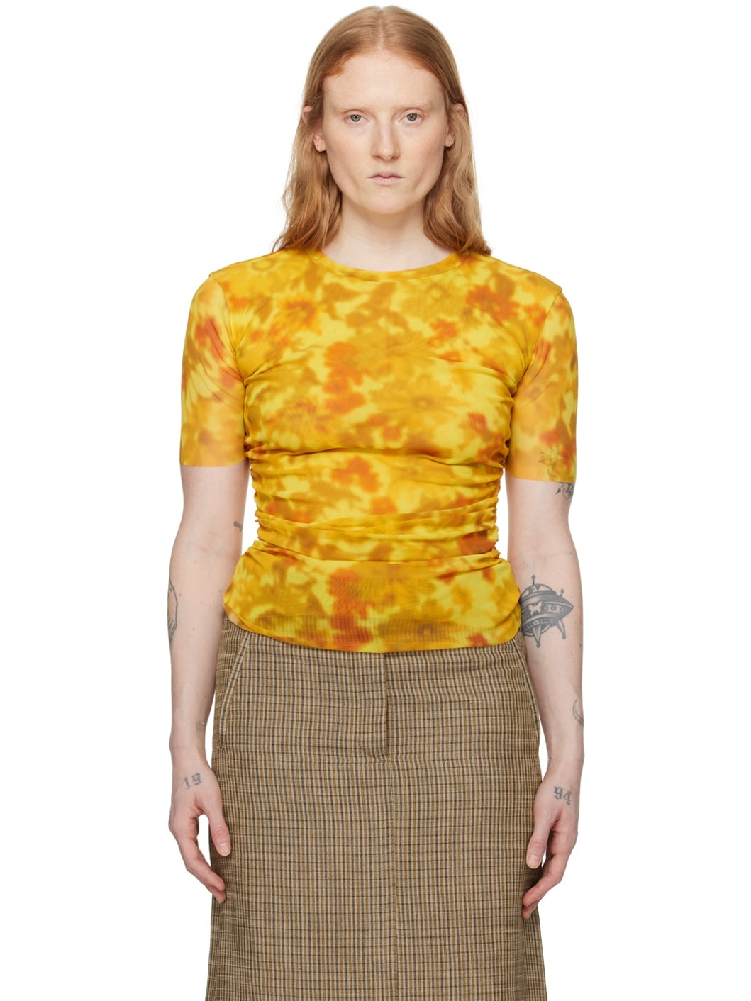 Yellow Ruched T-Shirt - 1