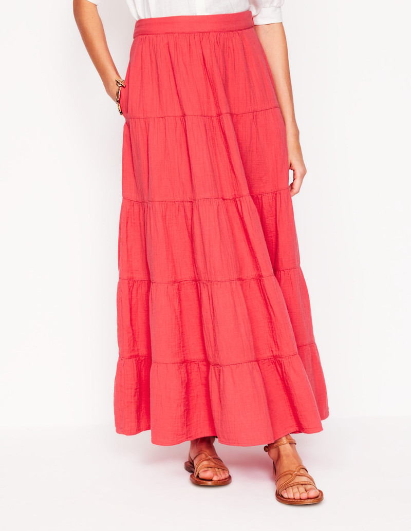 Nadia Double Cloth Maxi Skirt-Jam Red 5