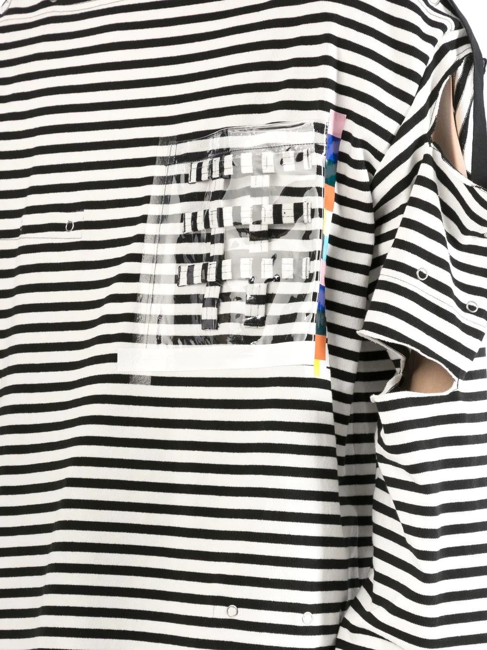 stripe-print cut-out T-shirt - 5