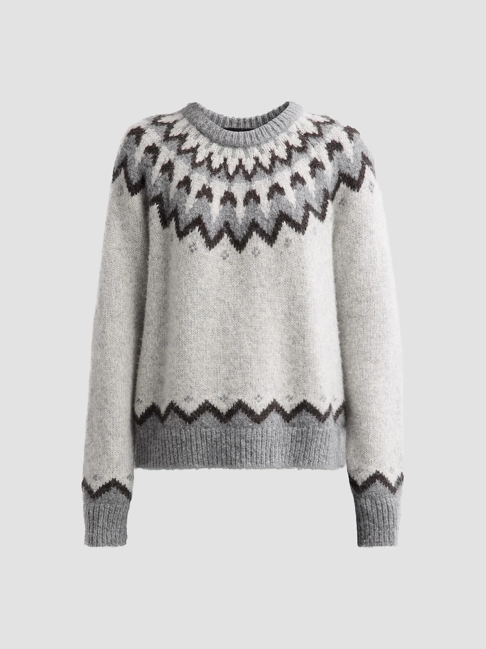 Women's Alan Fair Isle Alpaca-Wool Blend Sweater - Light Grey - 1