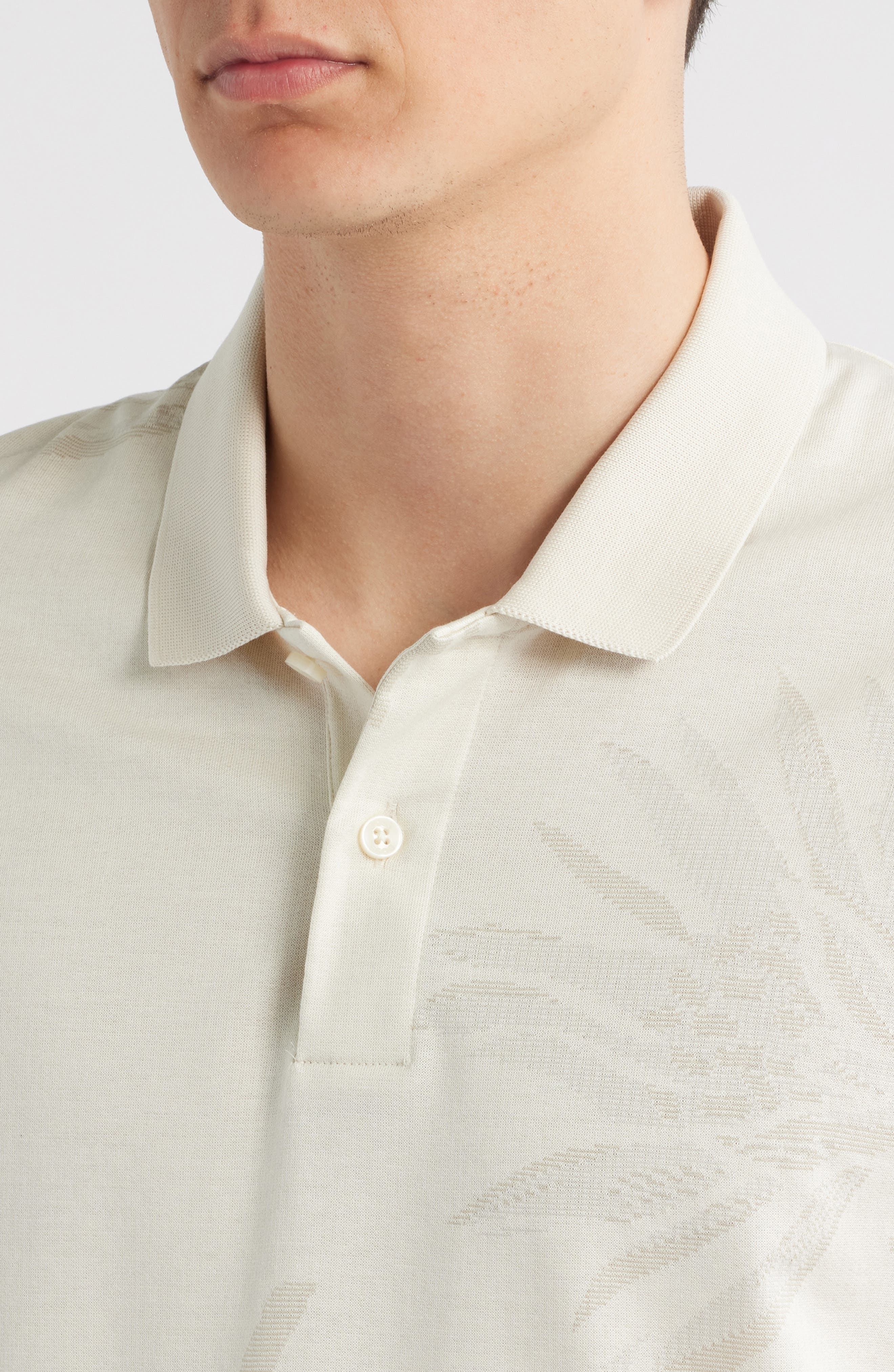 BOSS Parris Floral Jacquard Polo in Open White at Nordstrom - 4