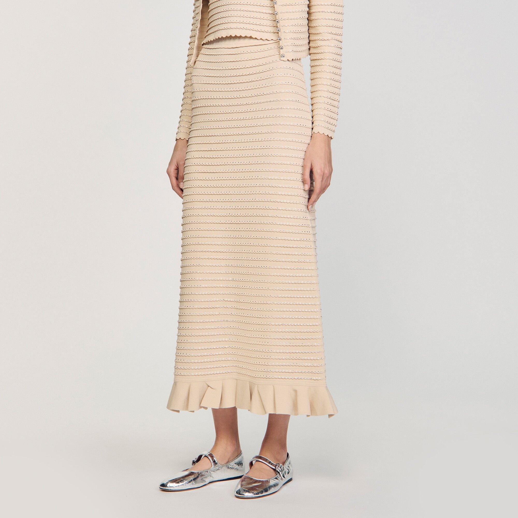RHINESTONE KNIT MAXI SKIRT - 4