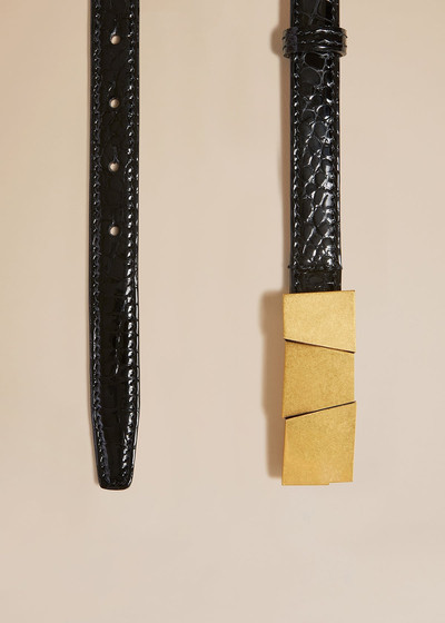 KHAITE The Small Axel Belt in Black Croc-Embossed Leather with Gold outlook