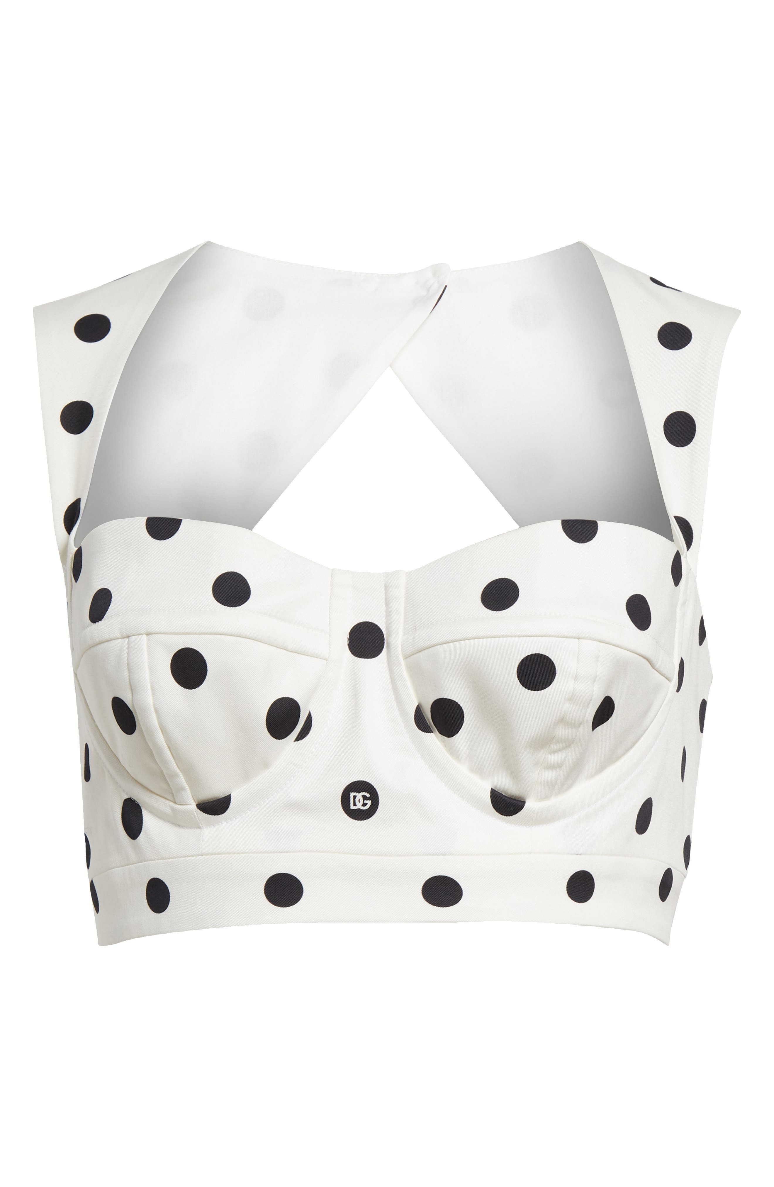 Dolce&Gabbana Polka Dot Back Cutout Crop Bustier Top in Hwzrn Pois Med 1.5 F.bianc at Nordstrom - 6