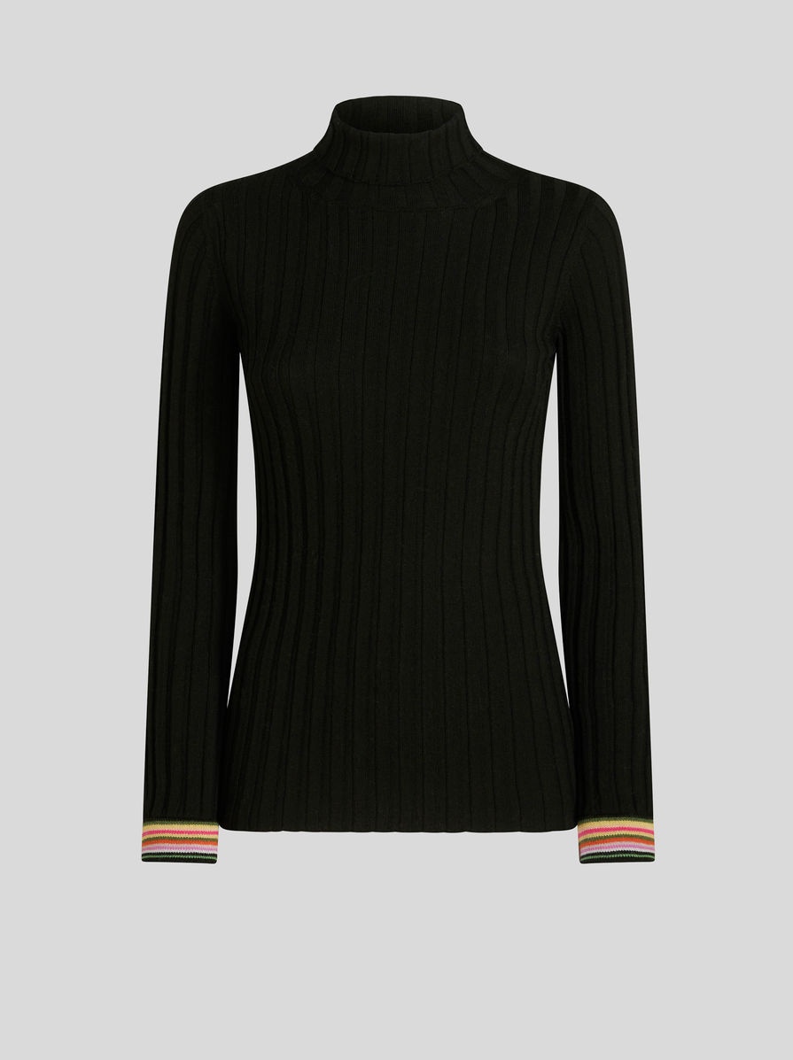 POLO NECK WOOL JUMPER - 1