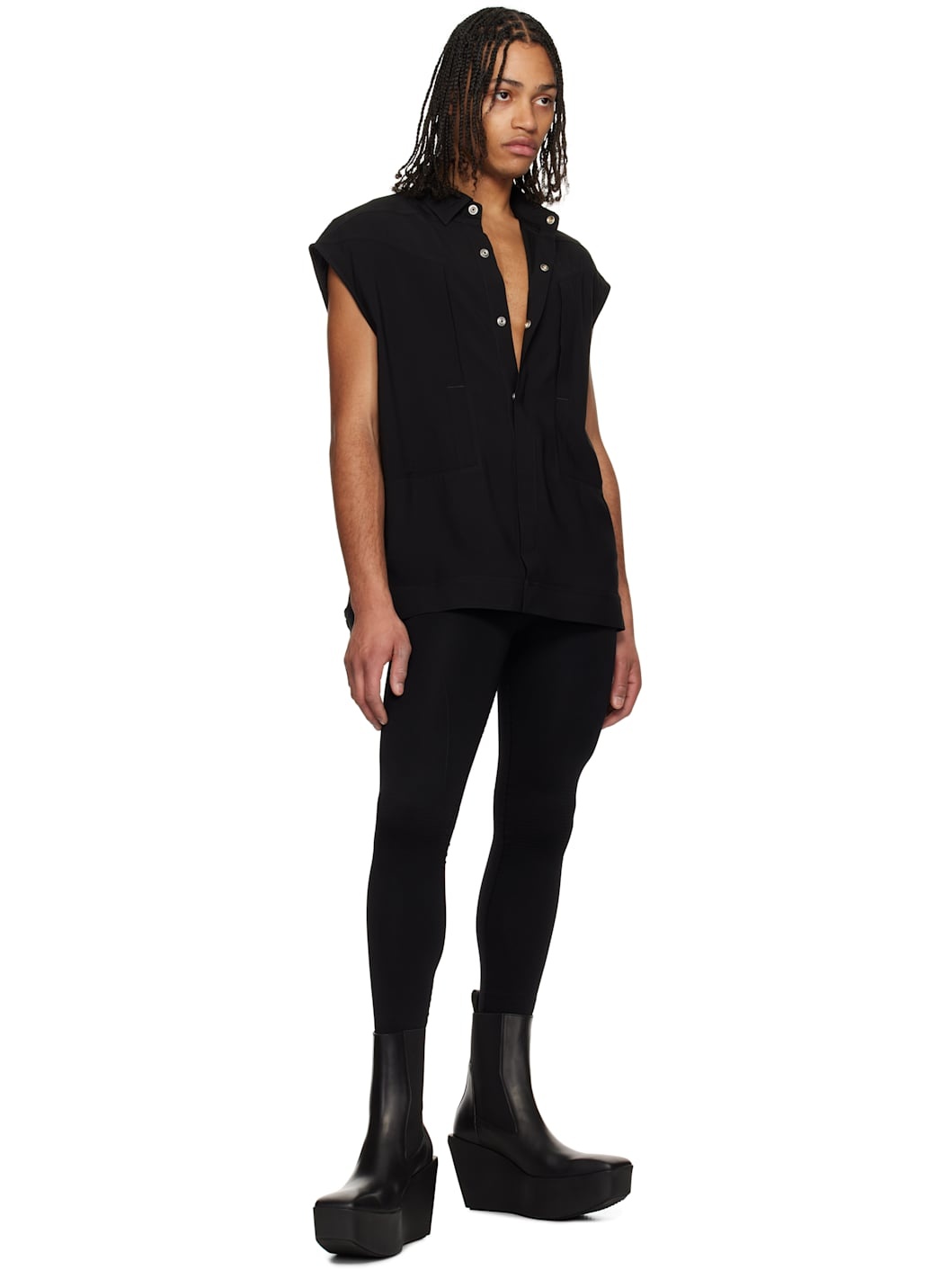 Black Hollywood Sleeveless Jumbo Shirt - 4