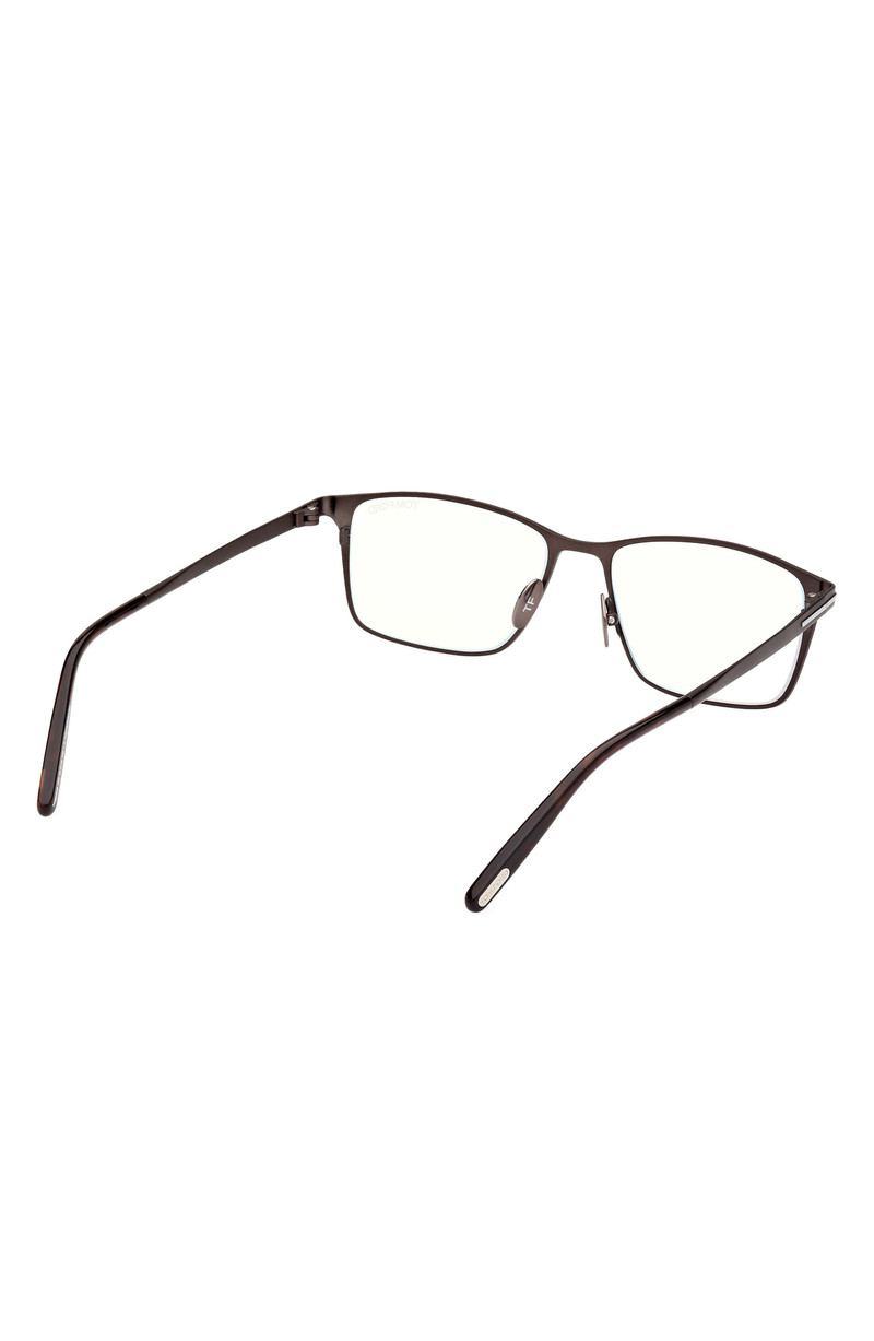 TOM FORD 54mm Rectangular Blue Light Blocking Glasses in Gunmetal Havana /T Logo 5
