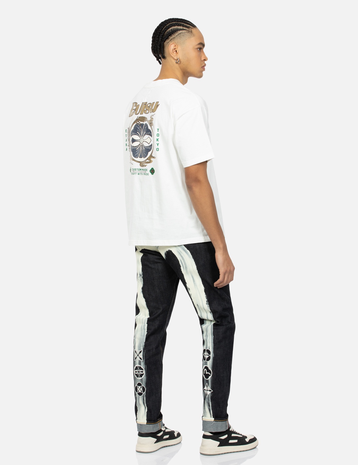 HANAFUDA DARUMA DAICOCK EMBROIDERY CARROT FIT DENIM JEANS #2017 - 3