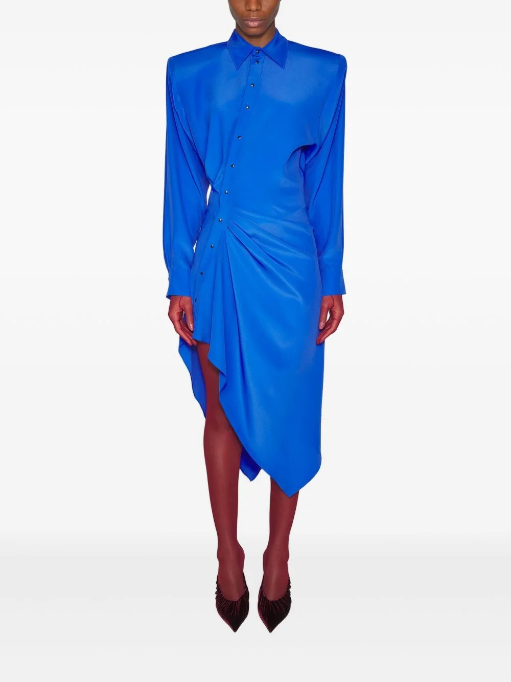 padded-shoulder asymmetrical dress - 1