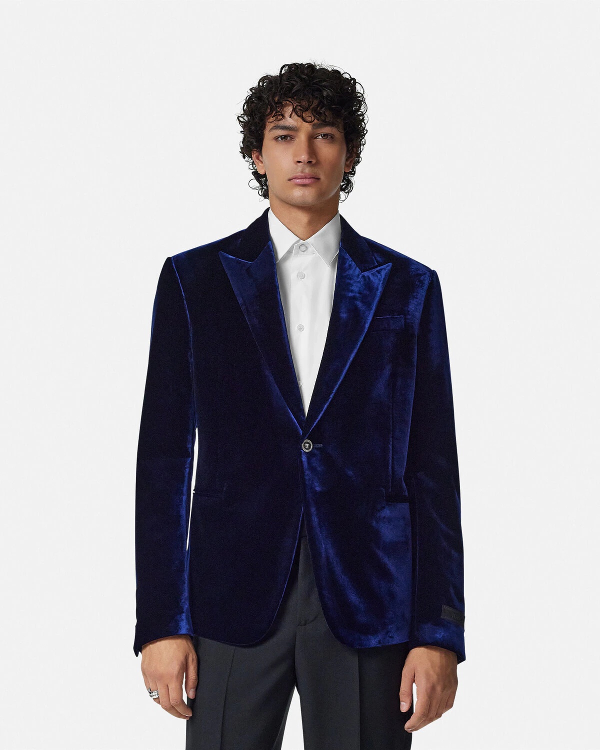 Velvet Single-Breasted Blazer - 4