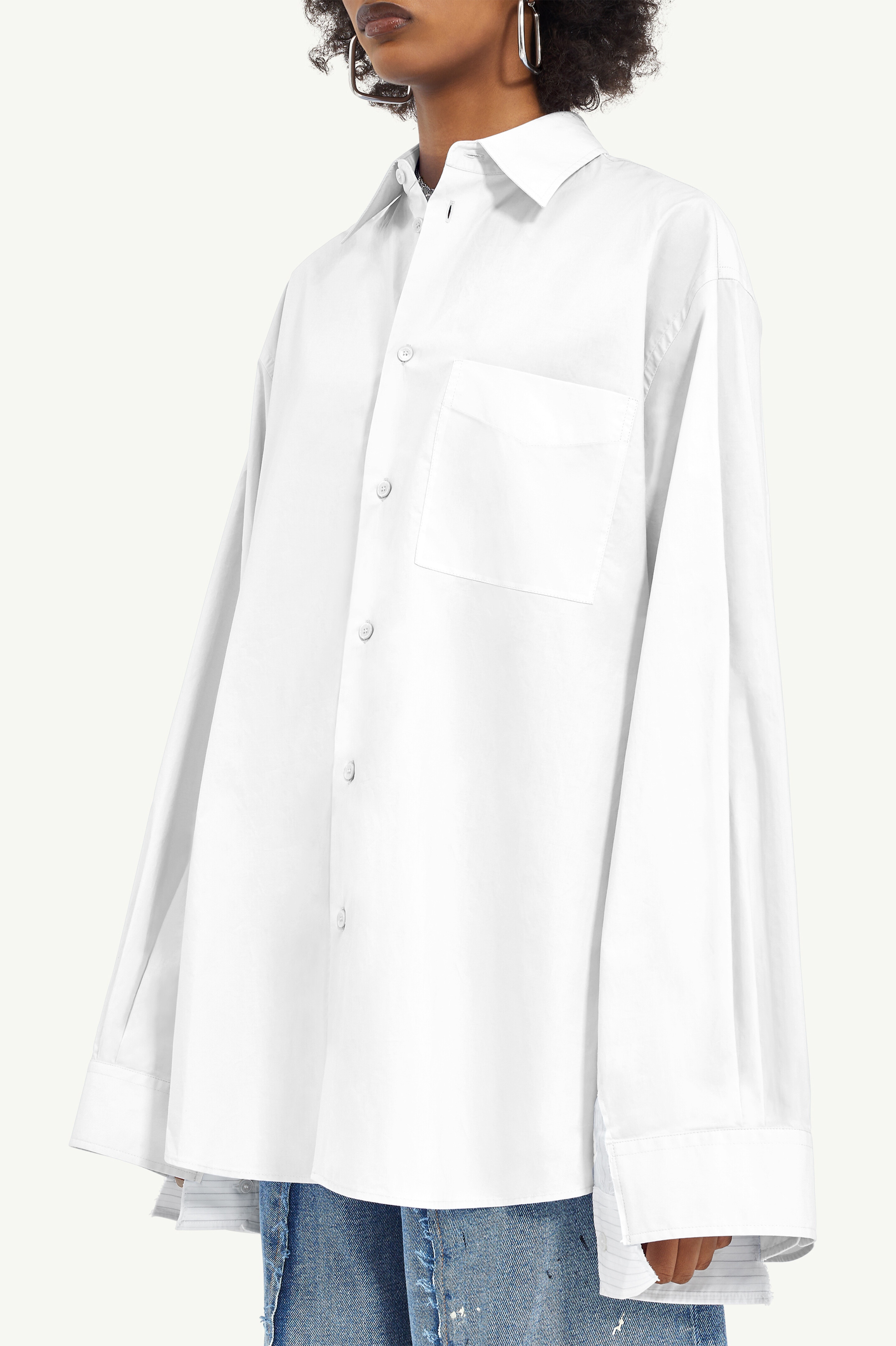 Plain and Stripy Cotton Poplin Shirt - 5