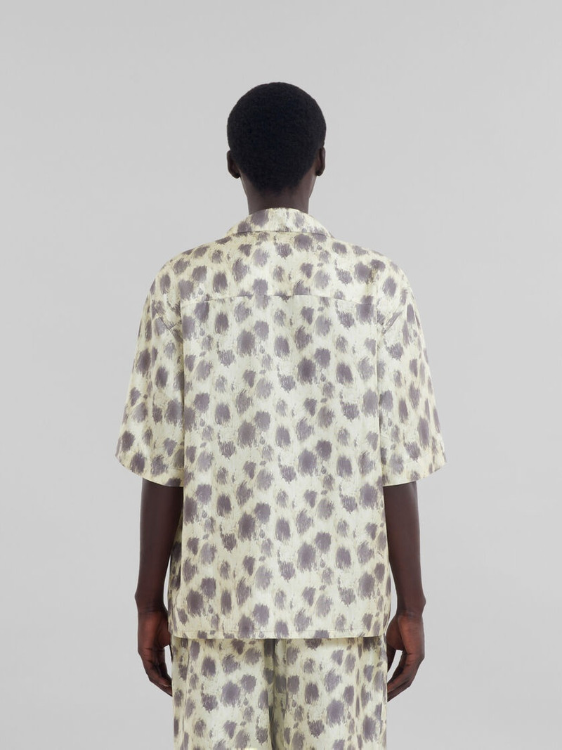 LIGHT YELLOW SILK BOWLING SHIRT WITH CRAYON LEOPARD PRINT 3
