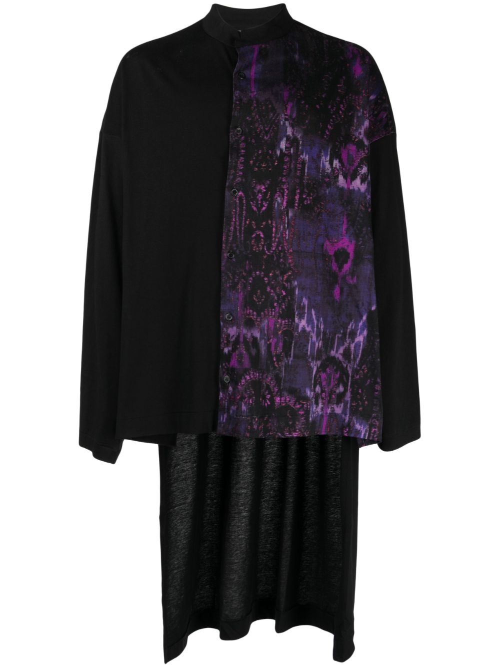 high-low collarless shirt - 1