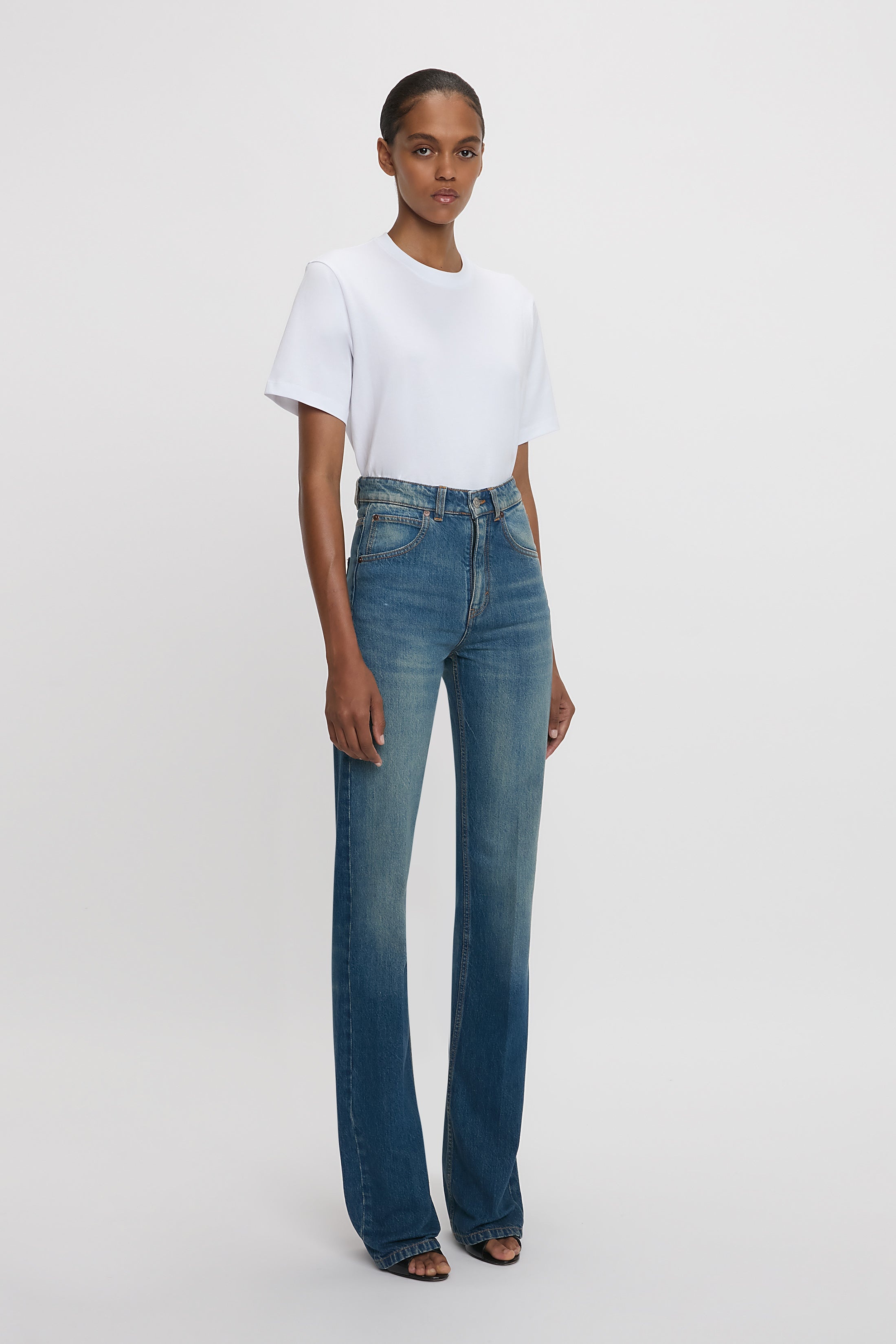 Julia High Waisted Stretch Jean In Mid Blue - 4