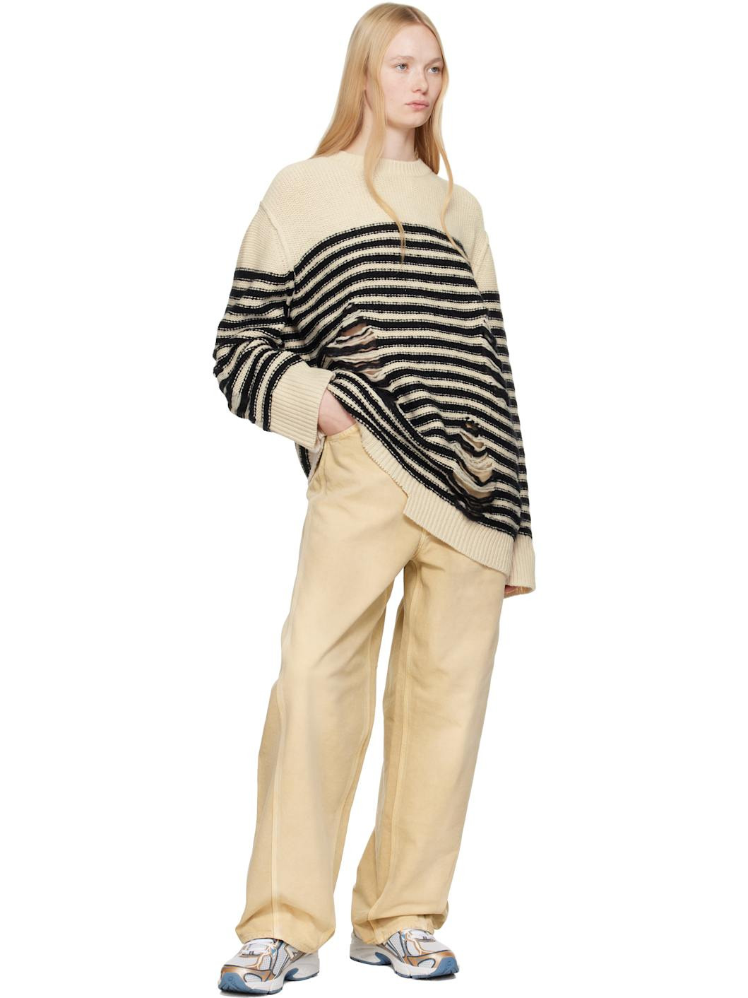 White & Tan 740 Sneakers - 5