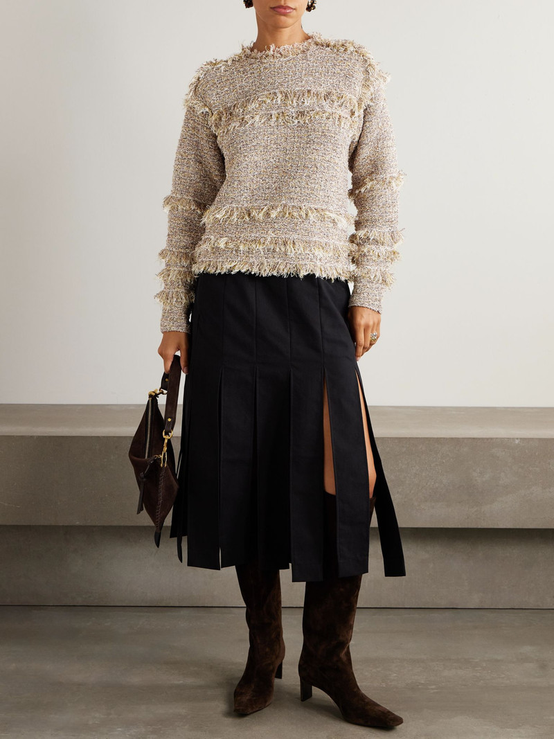 ULLA JOHNSON Frayed metallic tweed sweater Gray outlook