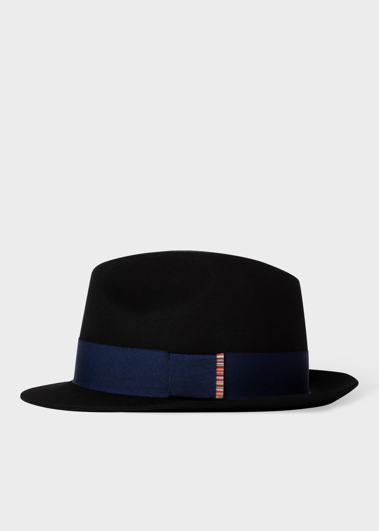 Wool Felt Fedora Hat With 'Signature Stripe' Trim - 1