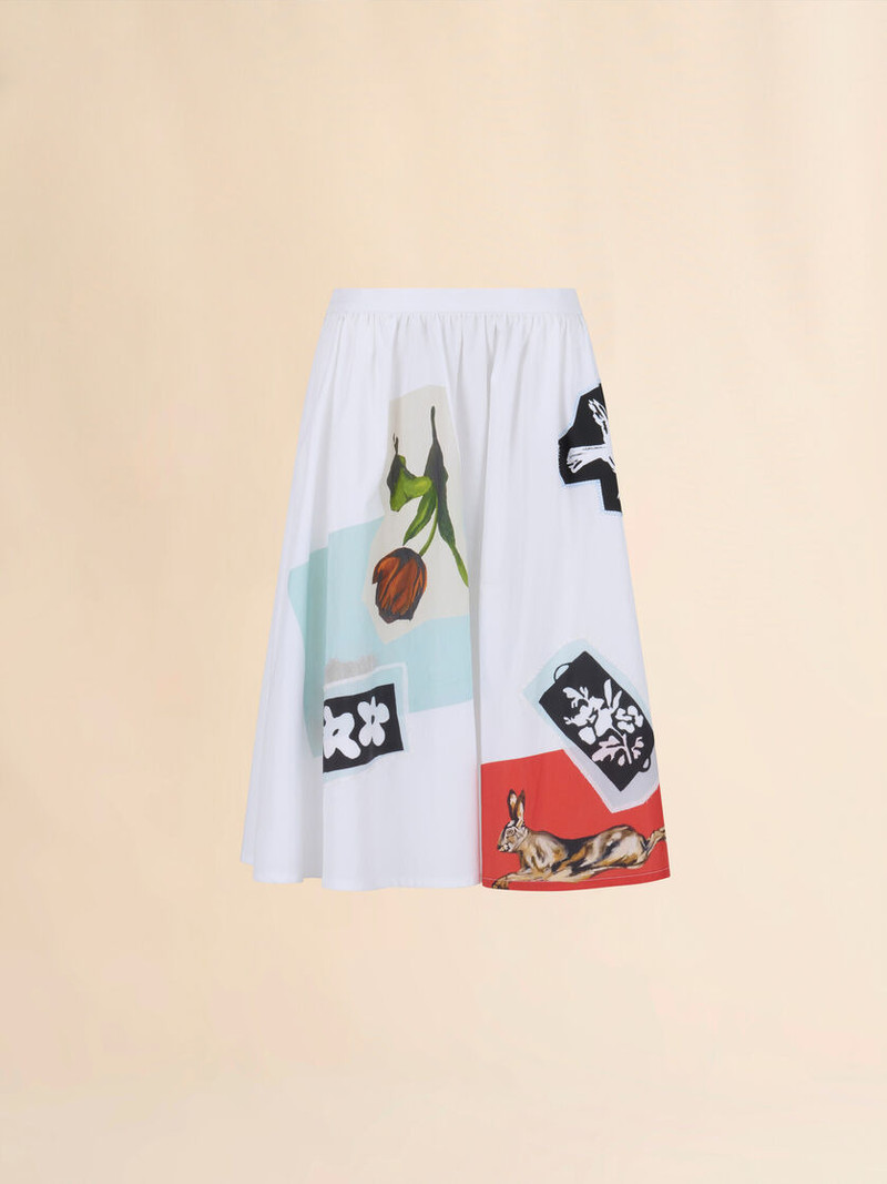 WHITE POPLIN A-LINE SKIRT 1