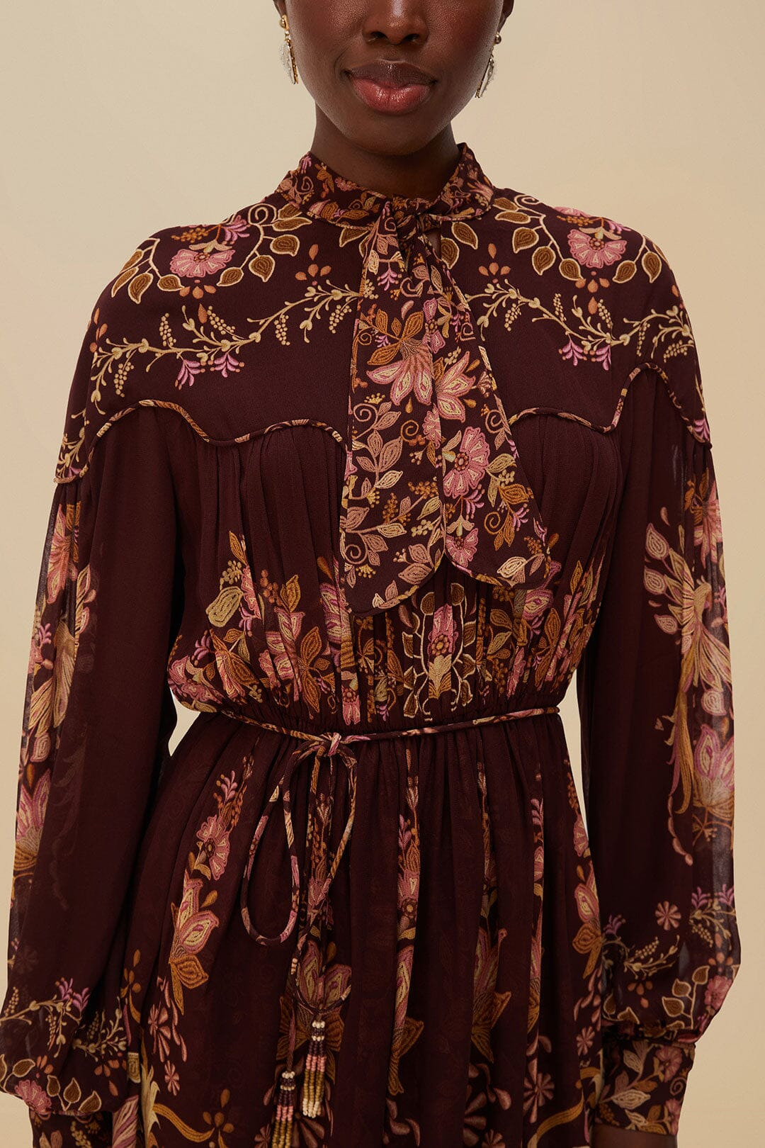 Burgundy Bella Knotted Neckline Mini Dress - 5