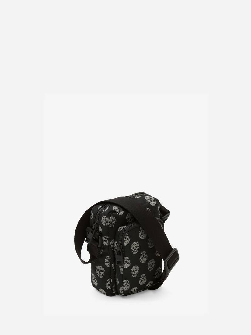 Biker Skull Urban Mini Messenger Bag in Black/off White - 2