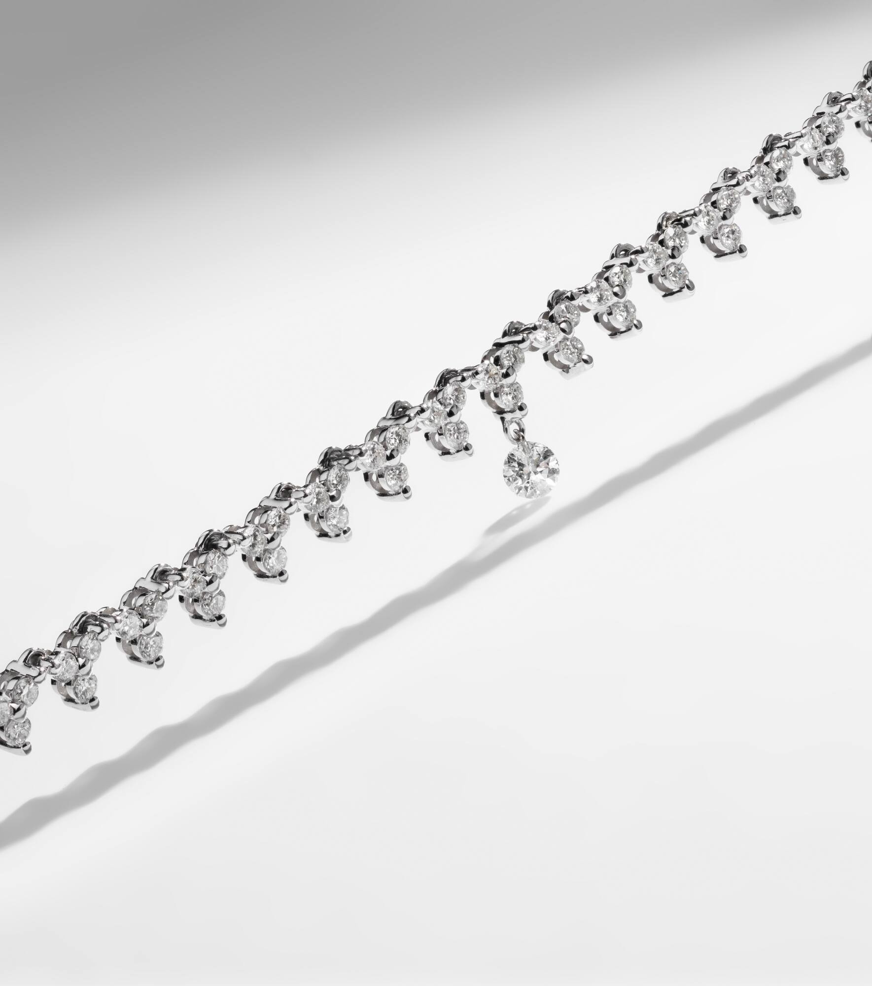 18kt white gold tennis necklace with diamonds - 5