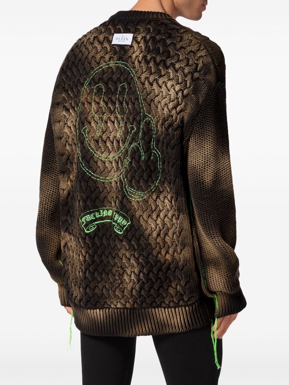 Smile-embroidered tie-dye jumper - 3