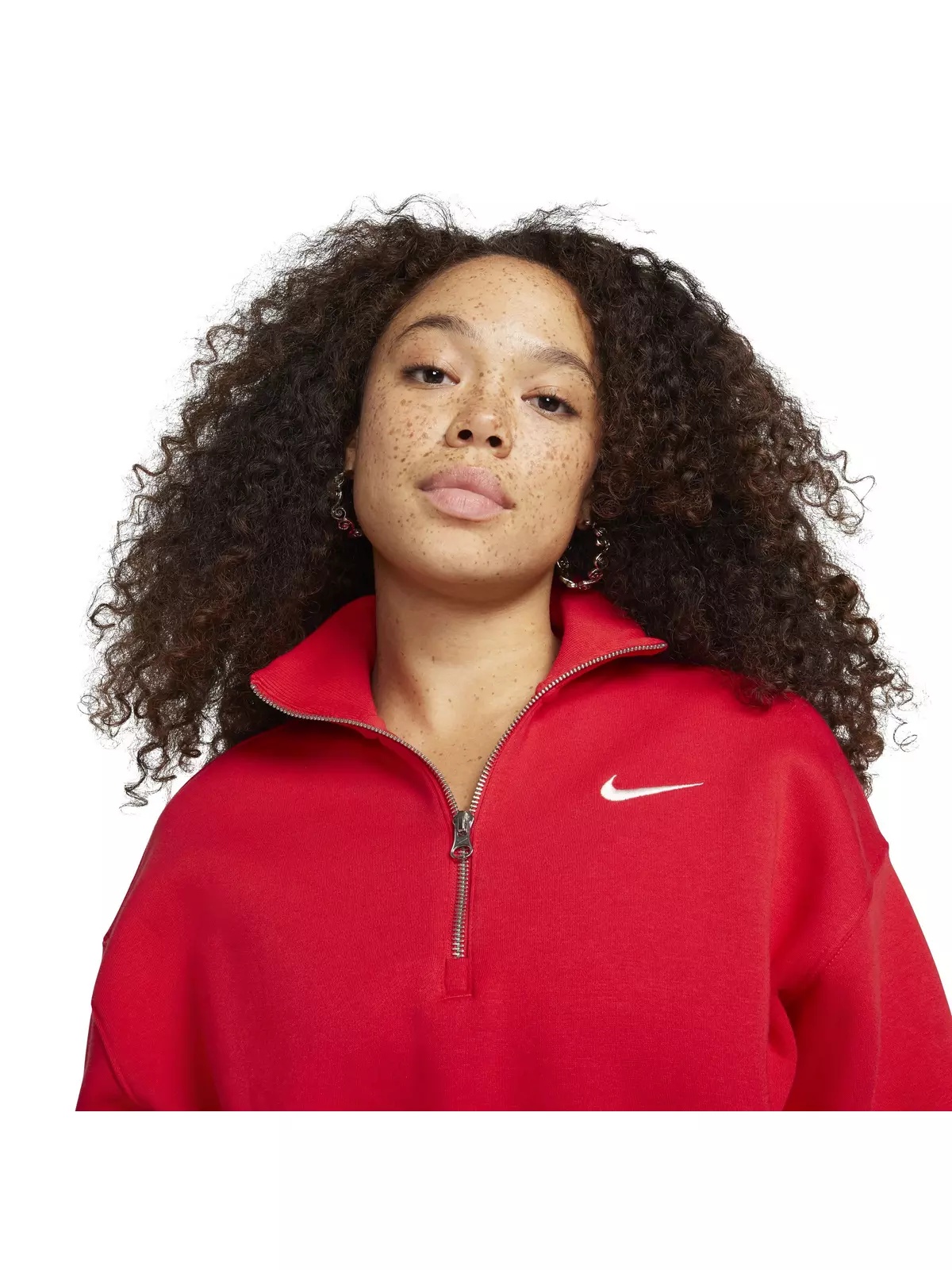 Women's Sportswear Phoenix Fleece 1/2-Zip Cropped Sweatshirt -Red - 3