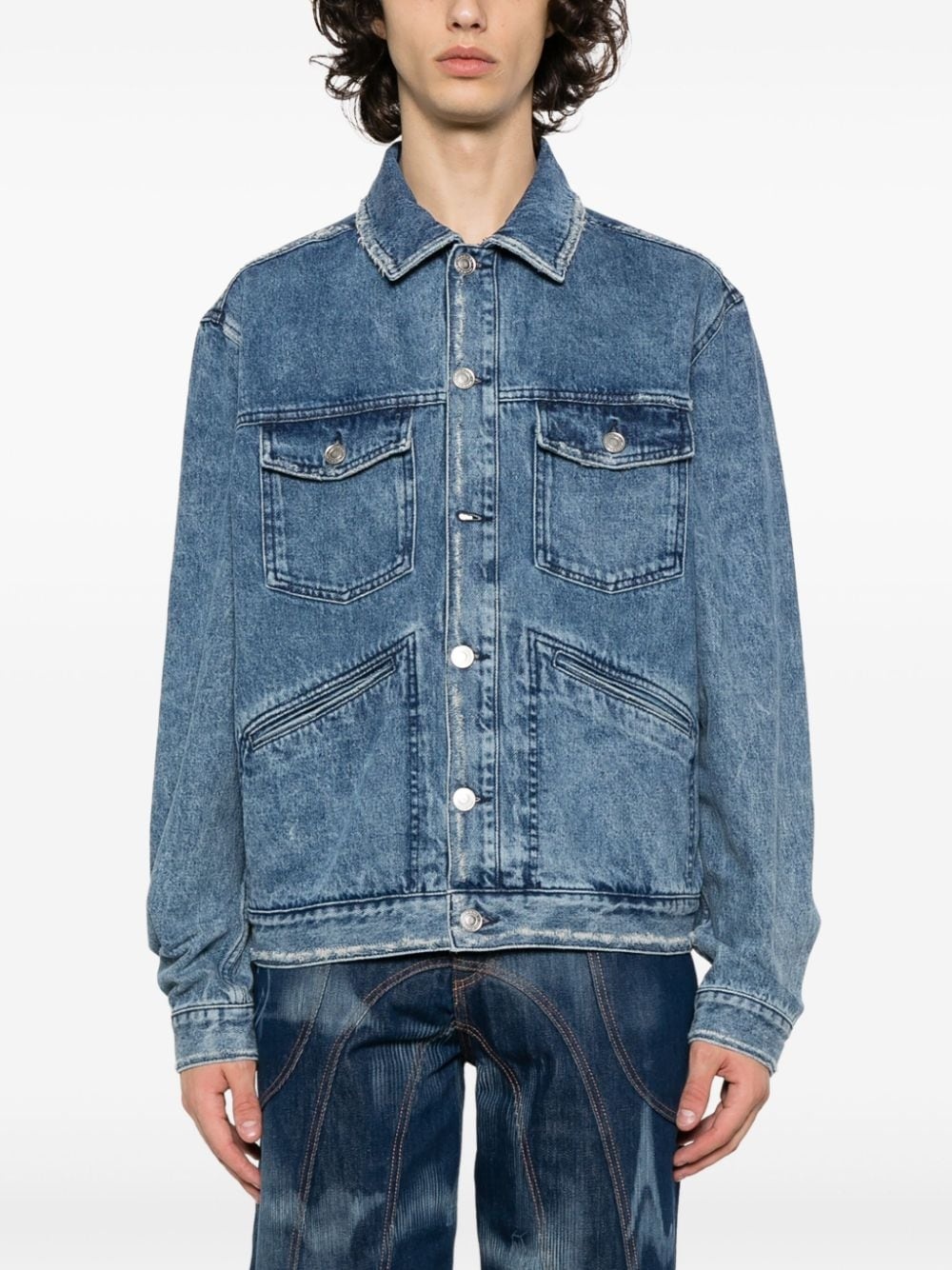Jango logo-embroidered denim jacket - 3