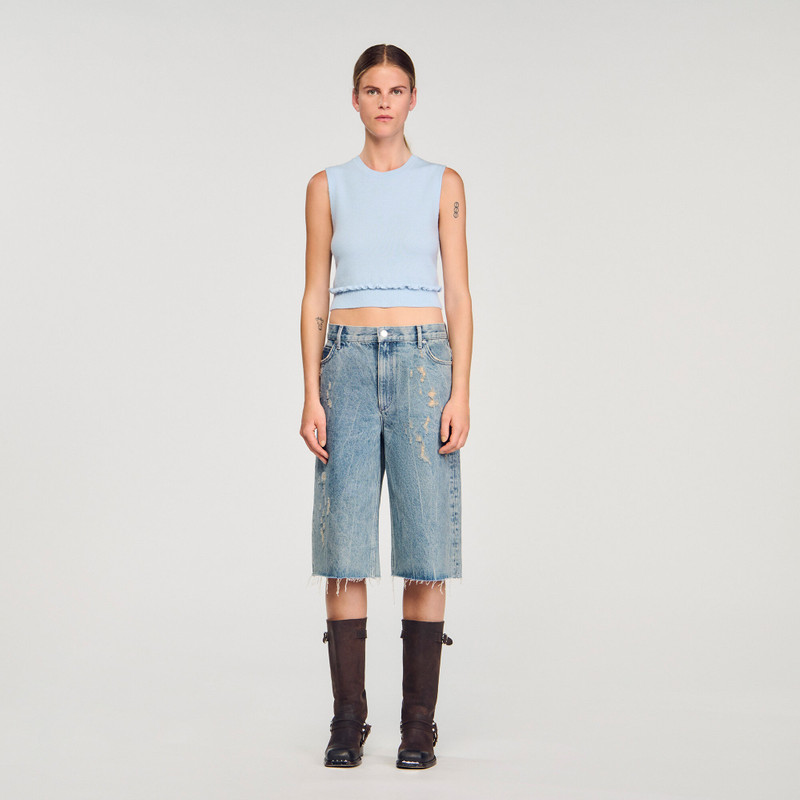 Sandro RUFFLED CROPPED SWEATER outlook