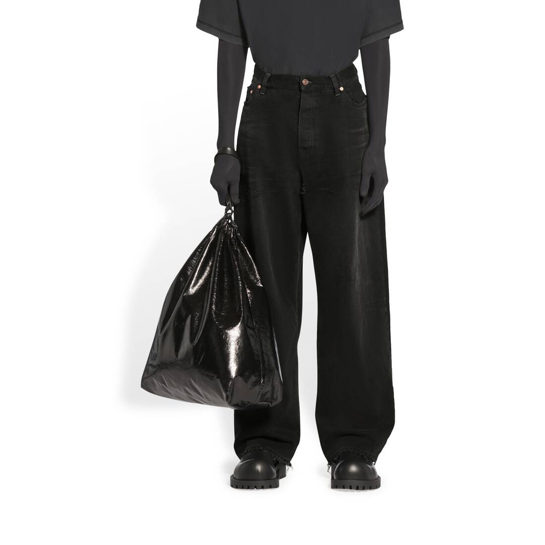 Men's Large Baggy Jeans in Black - 8