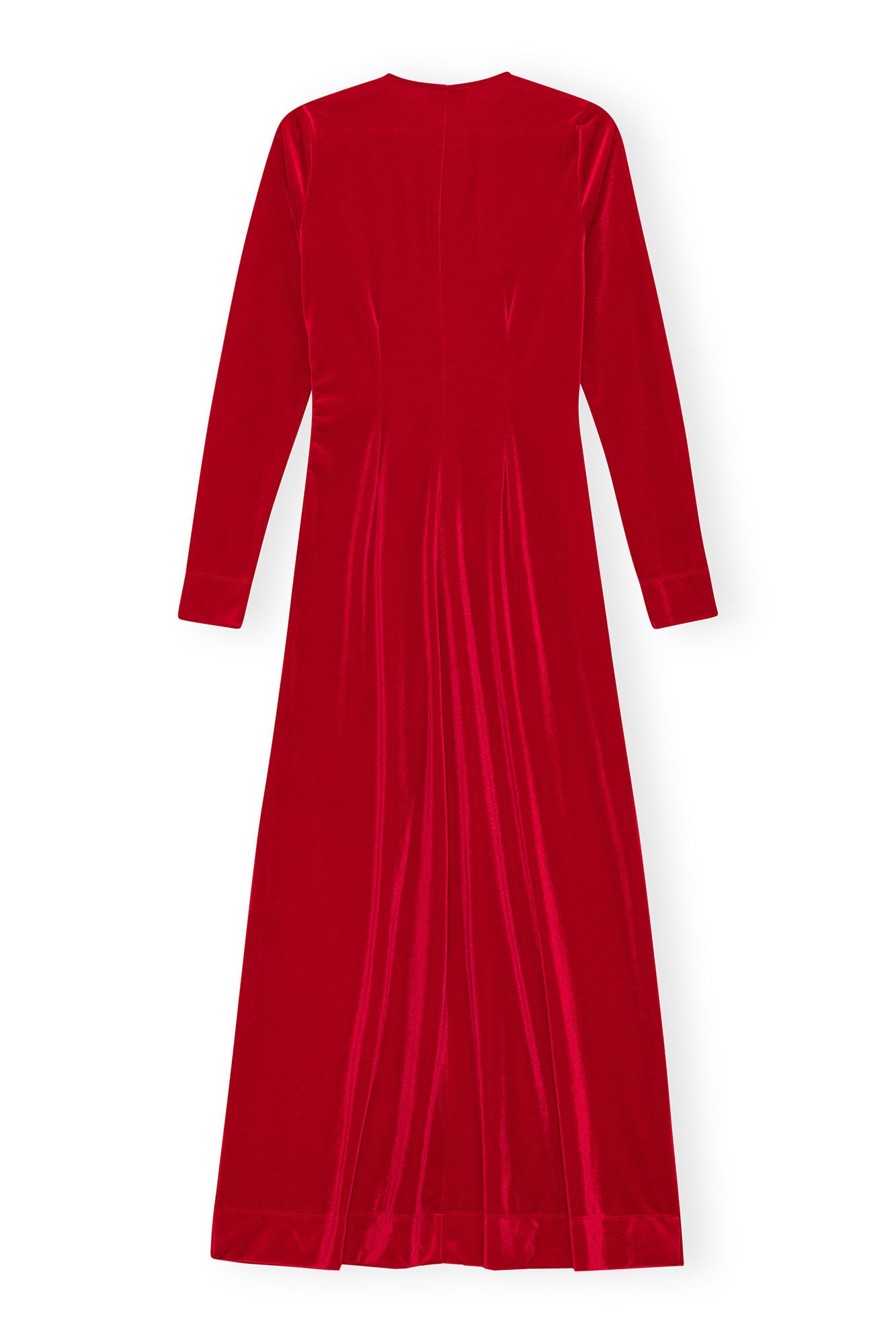 RED VELVET JERSEY TWIST LONG DRESS - 1