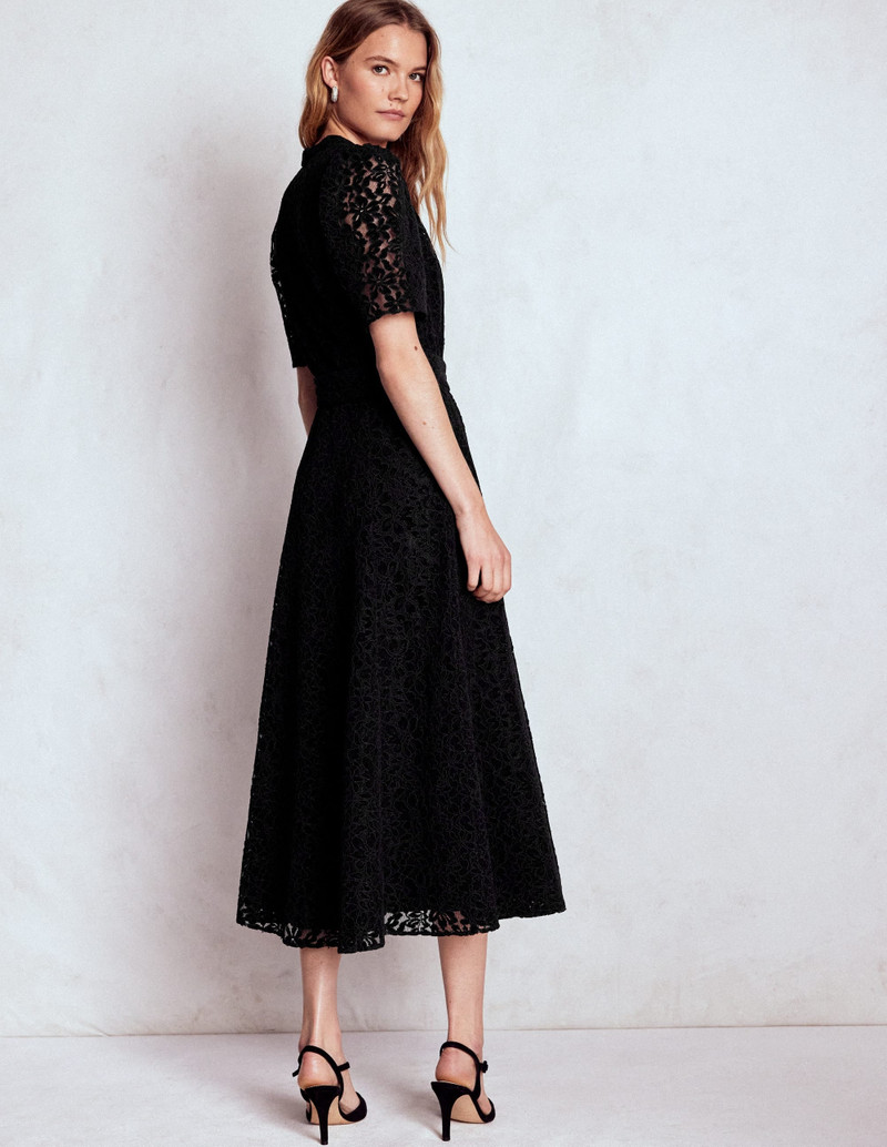 Kate Puff Sleeve Lace Dress-Black 4