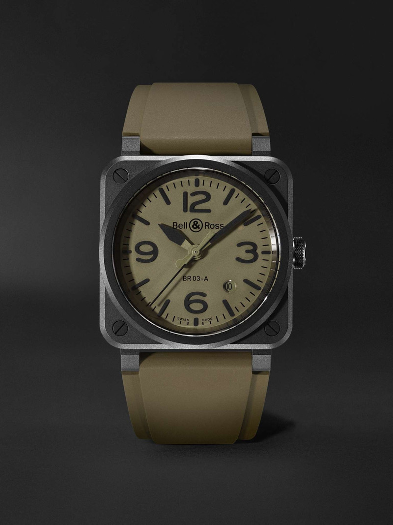 BR 03 Automatic 41mm Ceramic and Rubber Watch, Ref. No. BR03A-MIL-CE/SRB - 1