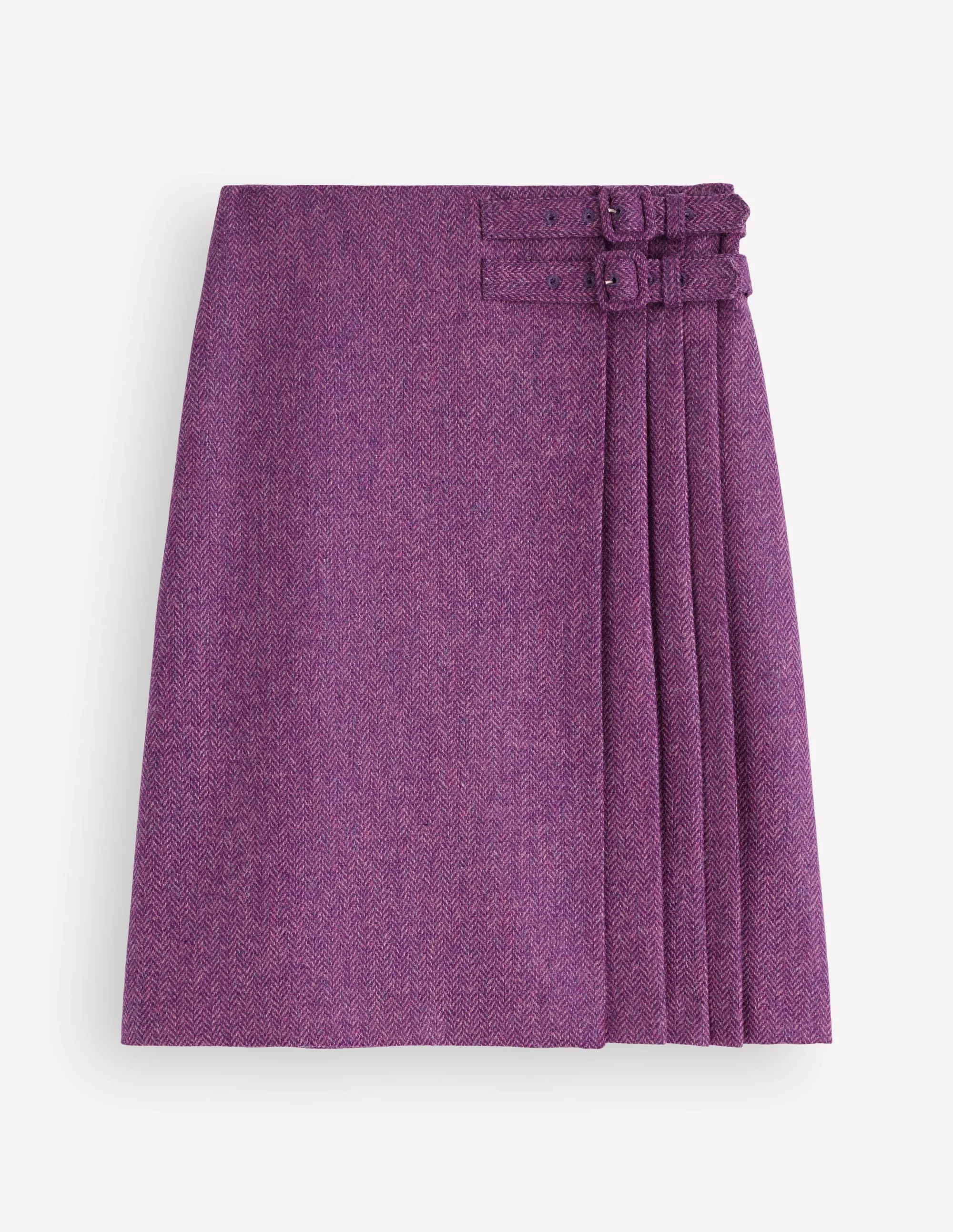 Vera Double Buckle Kilt-Purple Herringbone - 1