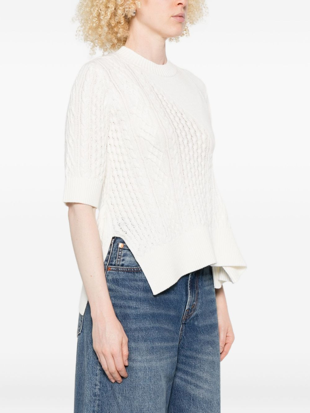 cable-knit flared top - 3