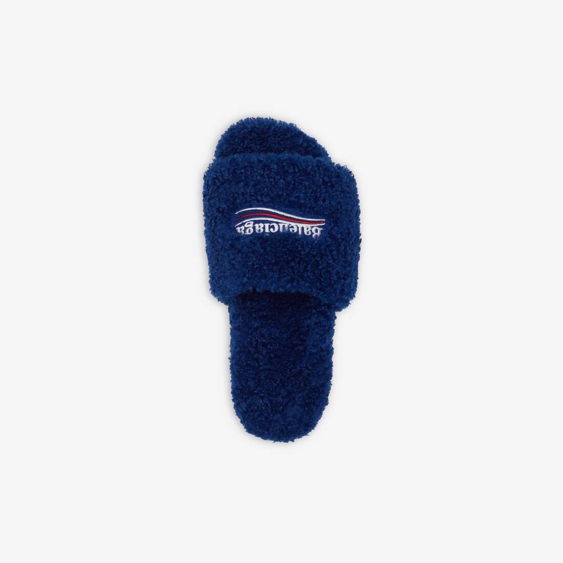 Men's Furry Slide Sandal in Blue/white/red - 5