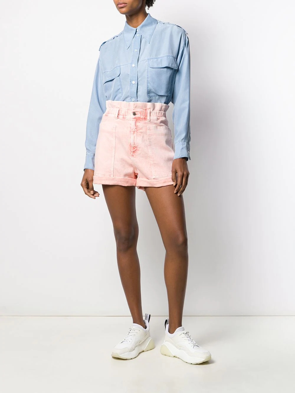 distressed high-rise denim shorts - 2