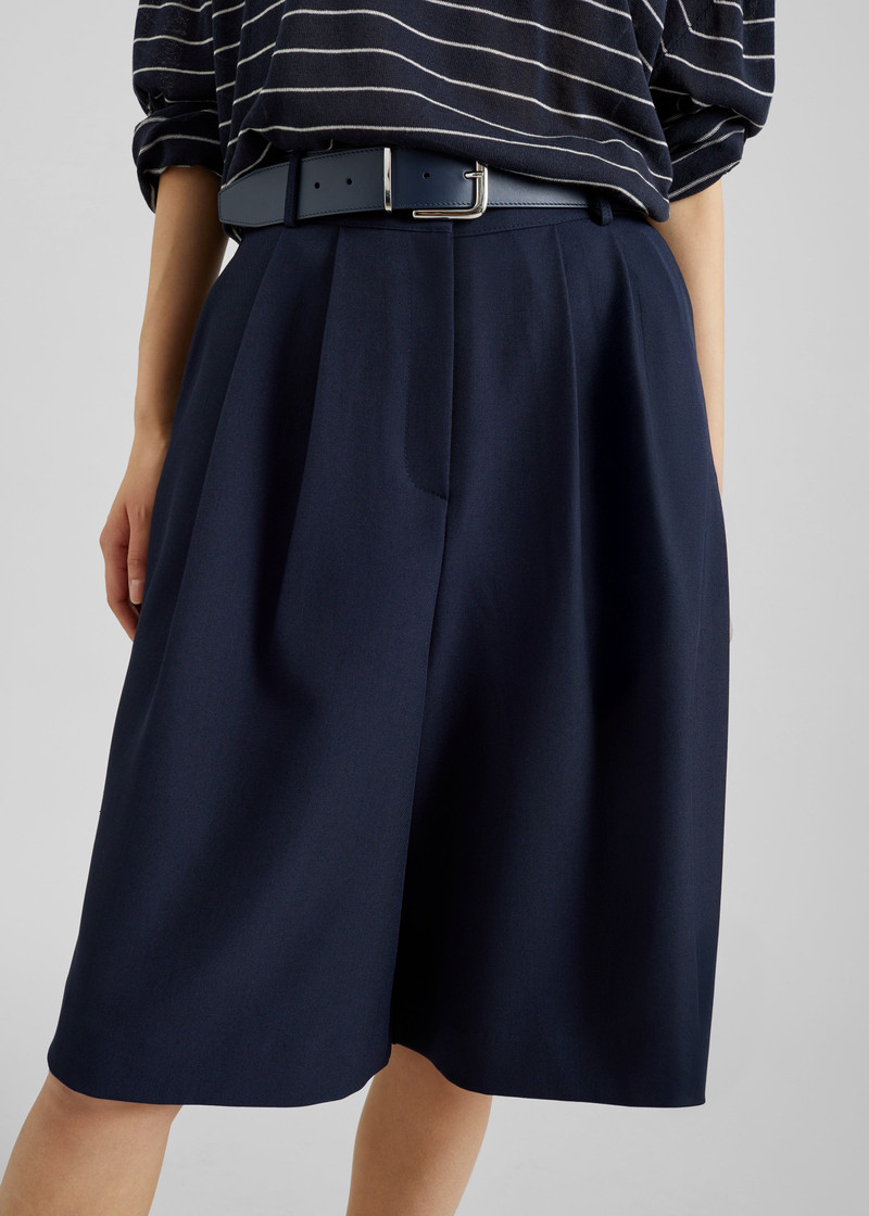 Martel Pleated Bermuda Shorts - Navy 7