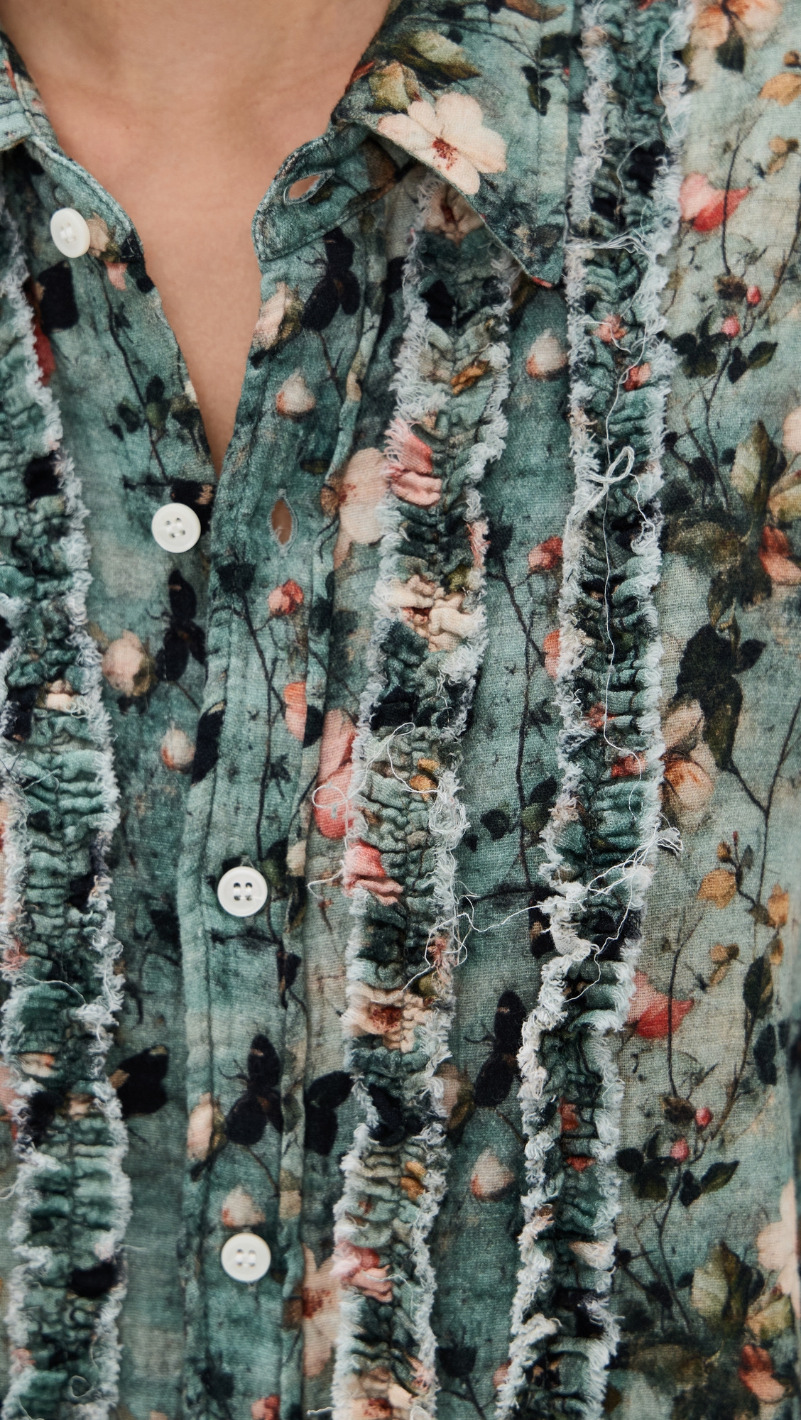 Shredded Seam Ruffle Shirt - 5