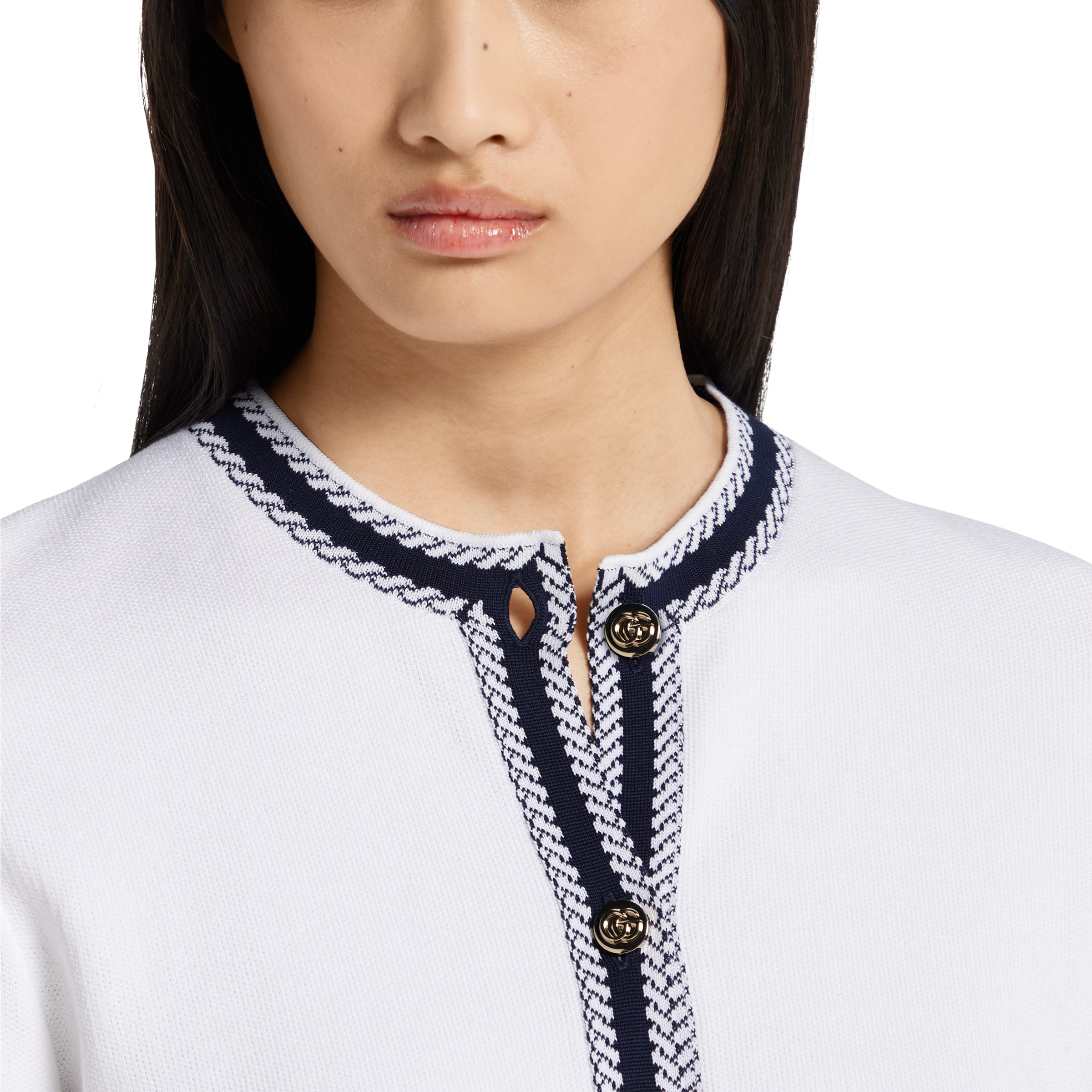 Cotton stitch cardigan with intarsia - 5