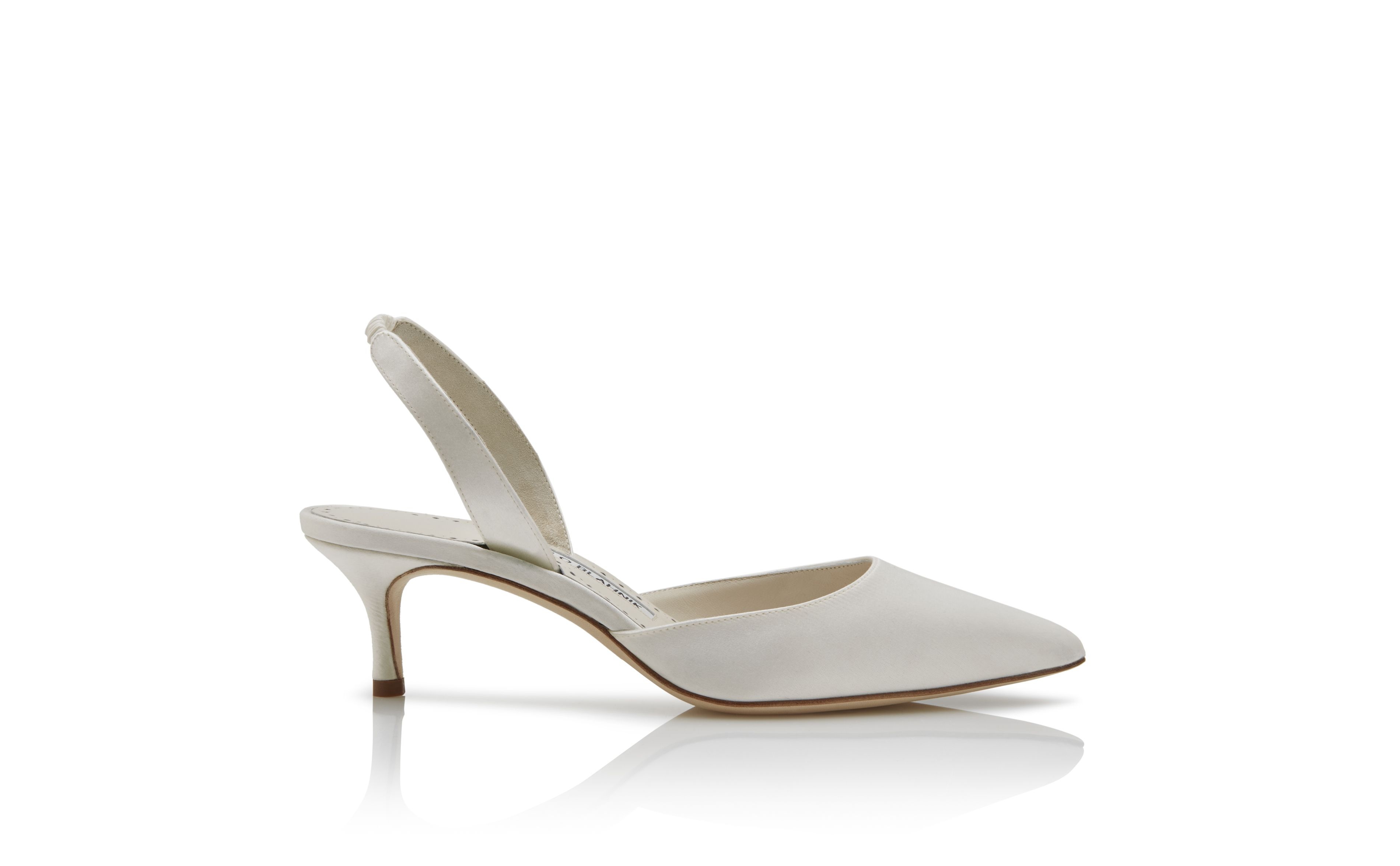 White Satin Slingback Pumps - 1