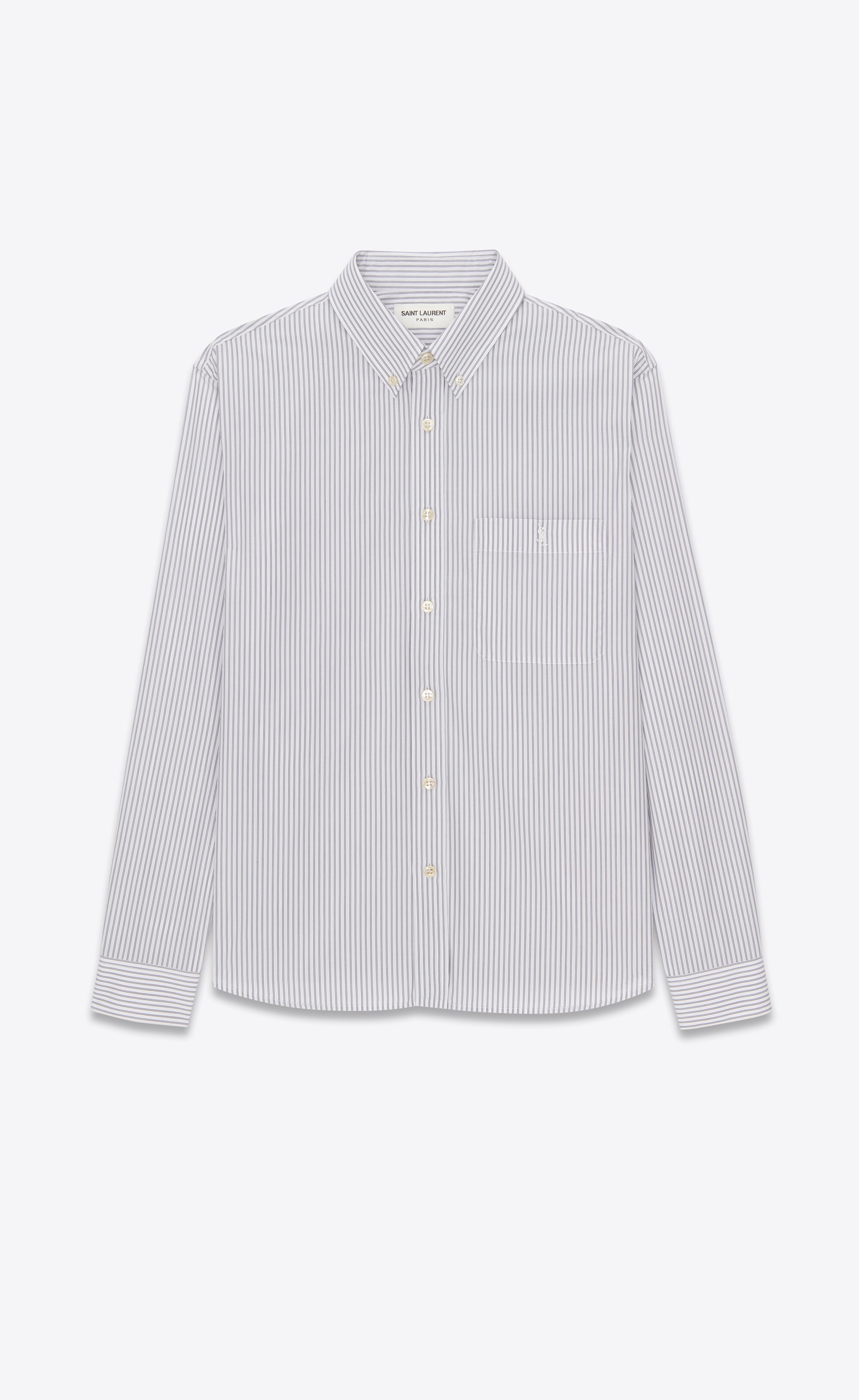 monogram shirt in striped cotton poplin - 1